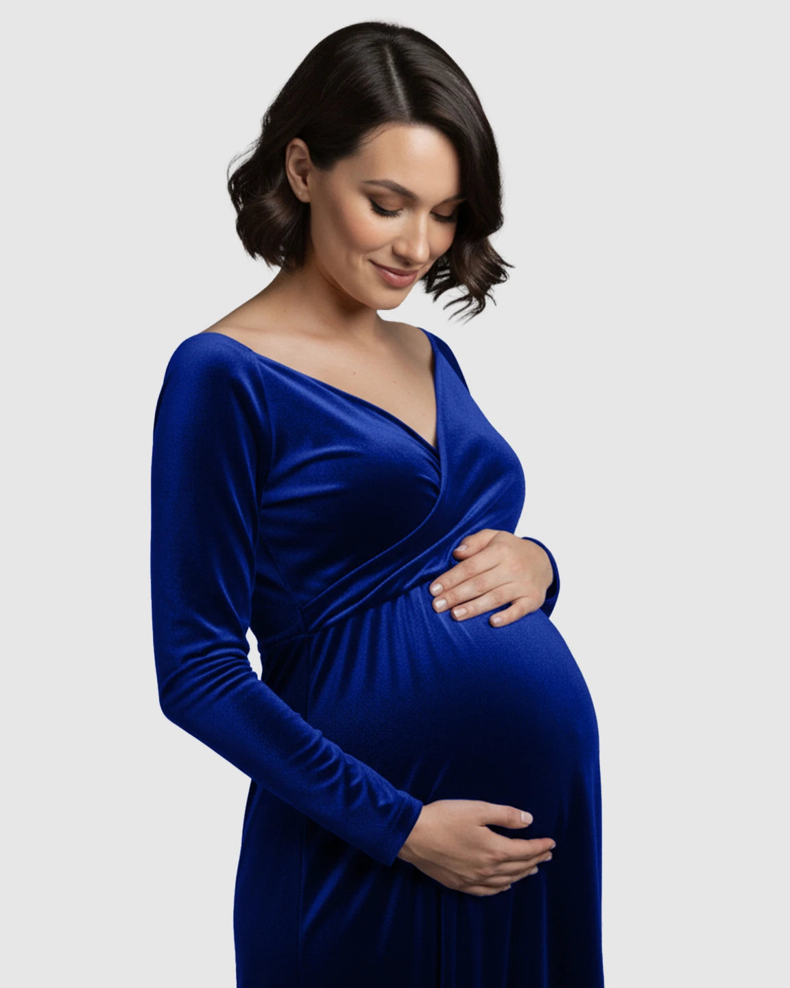 Off-Shoulder Velvet Maternity Gown