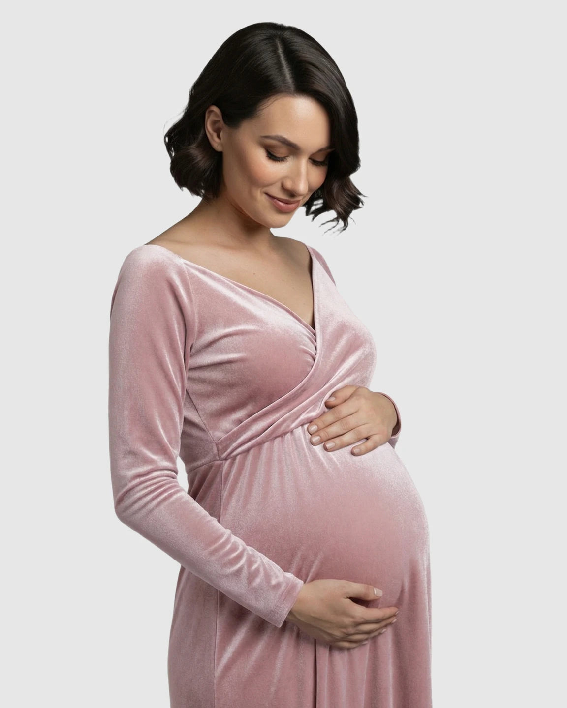 Off-Shoulder Velvet Maternity Gown