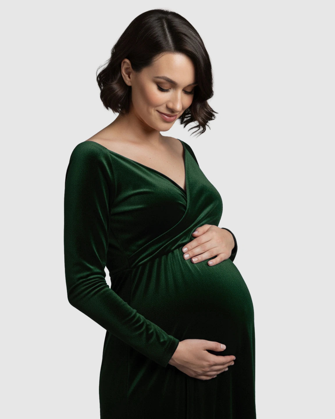 Off-Shoulder Velvet Maternity Gown