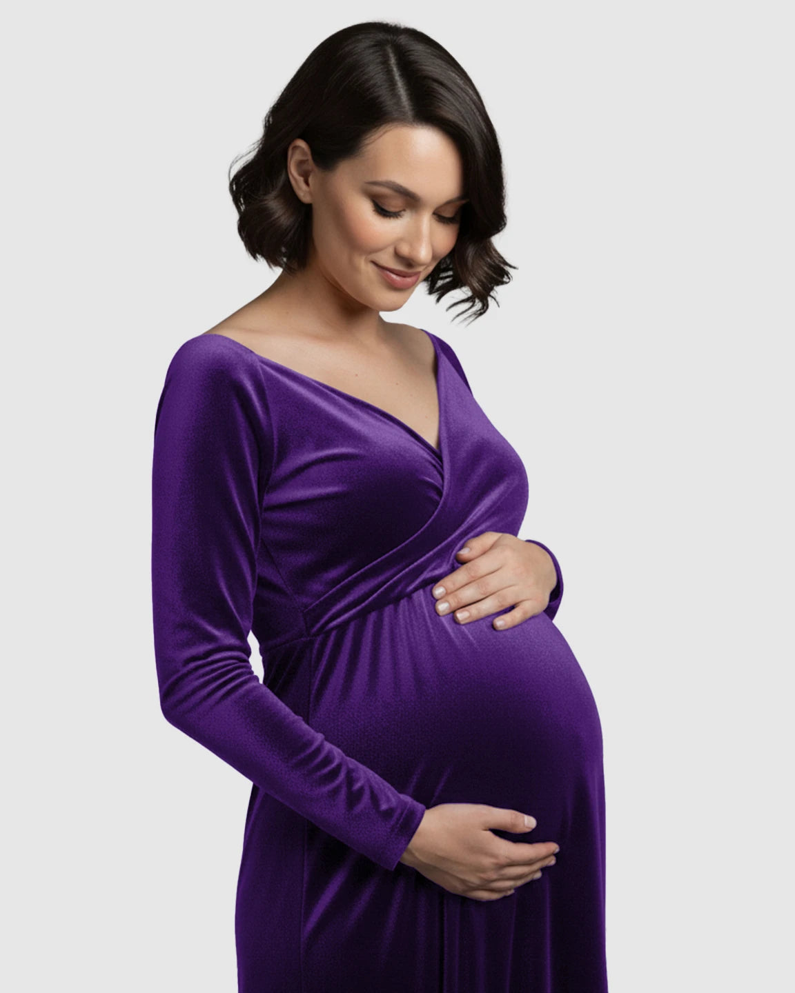 Off-Shoulder Velvet Maternity Gown