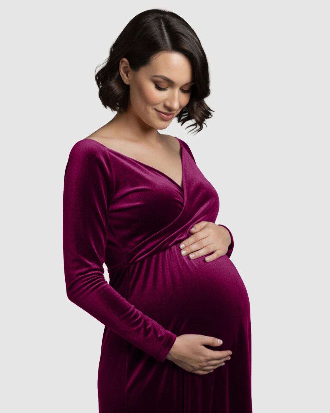 Off-Shoulder Velvet Maternity Gown
