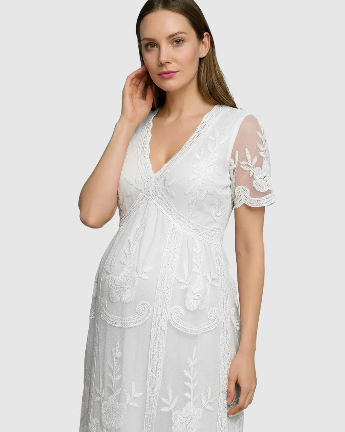 Lace Swing Maternity Midi Dress