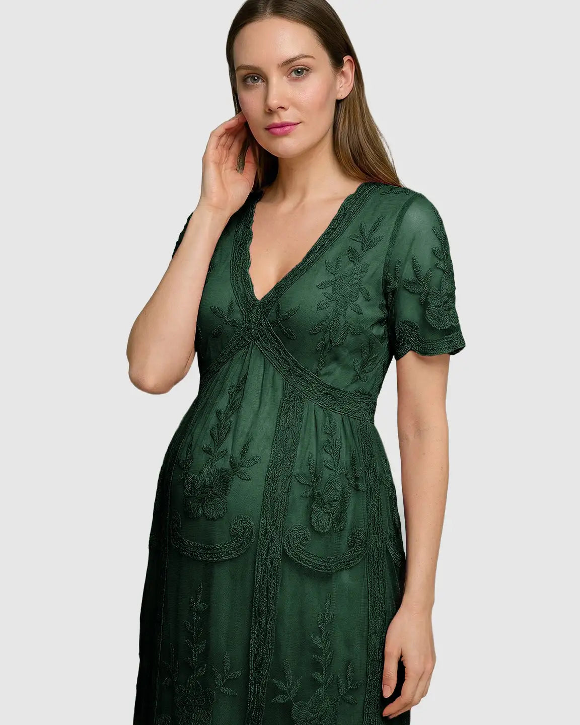Lace Swing Maternity Midi Dress