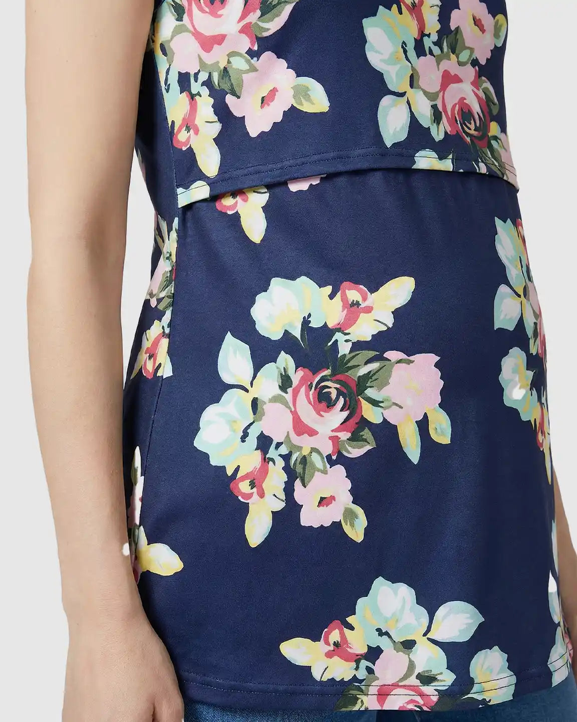 Sleeveless Floral Nursing Maternity Top