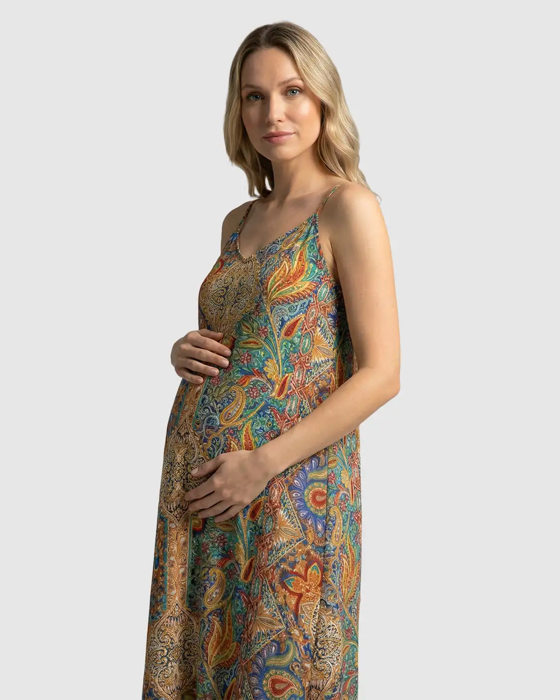 Sling Sleeveless Bohemian Flowy Maternity Maxi Dress