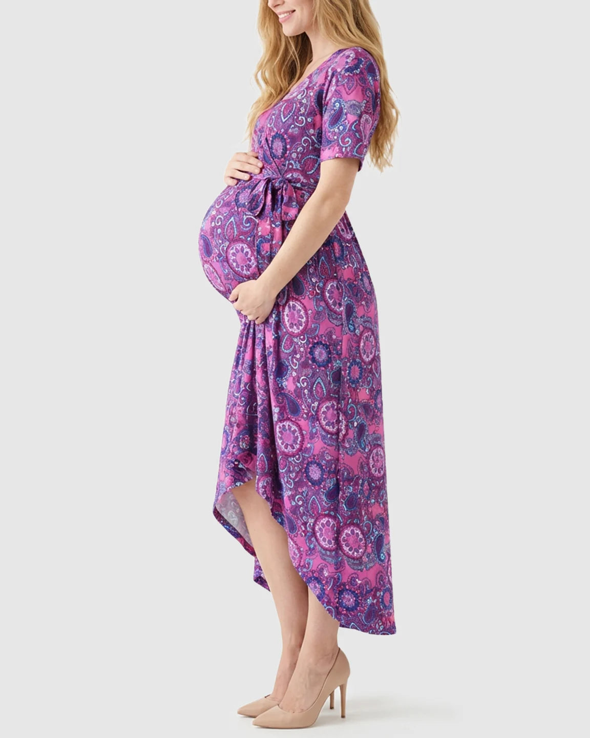 Concealed Nursing Access Floral Maternity Dress