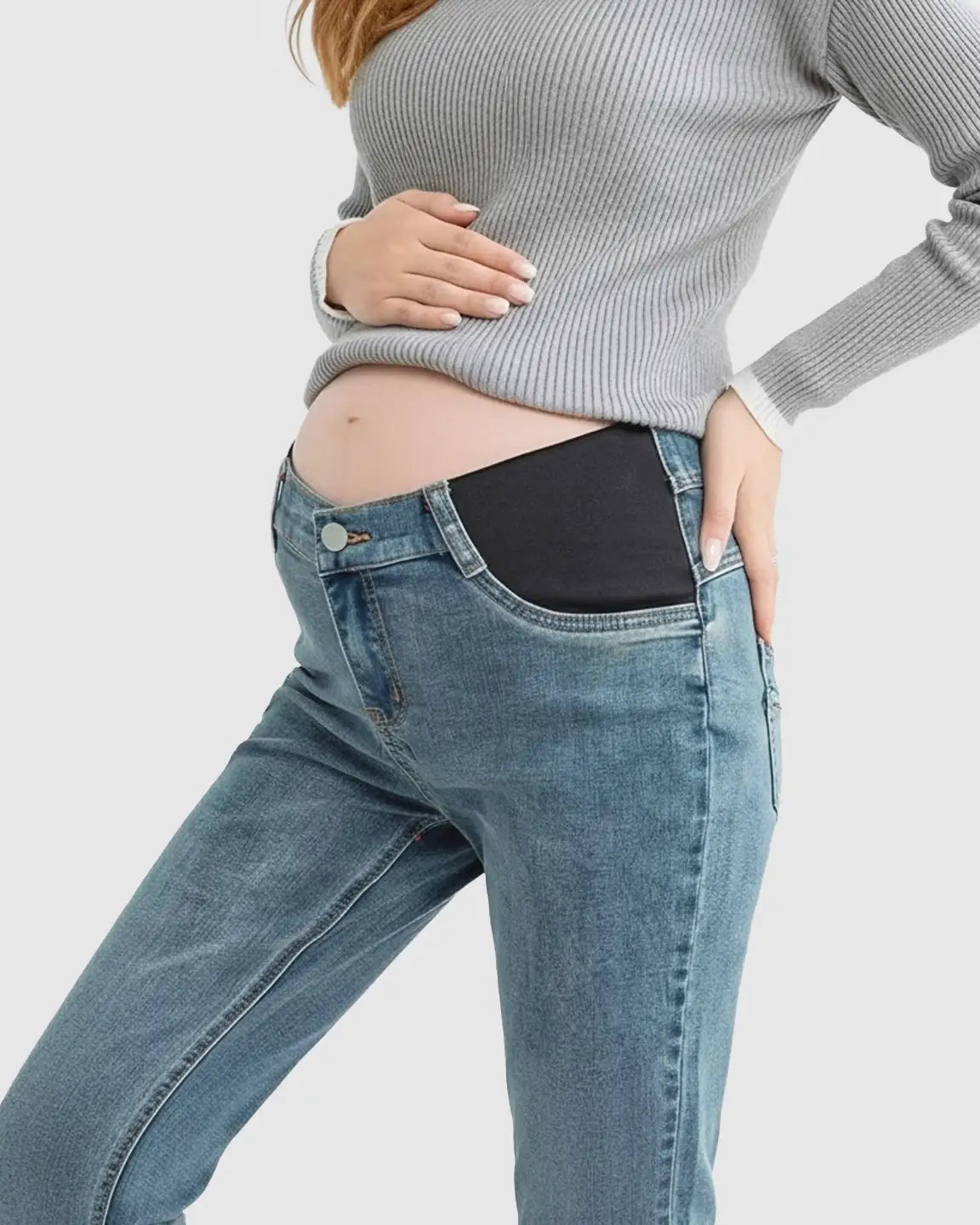 Side Panel Straight-Leg Maternity Jeans