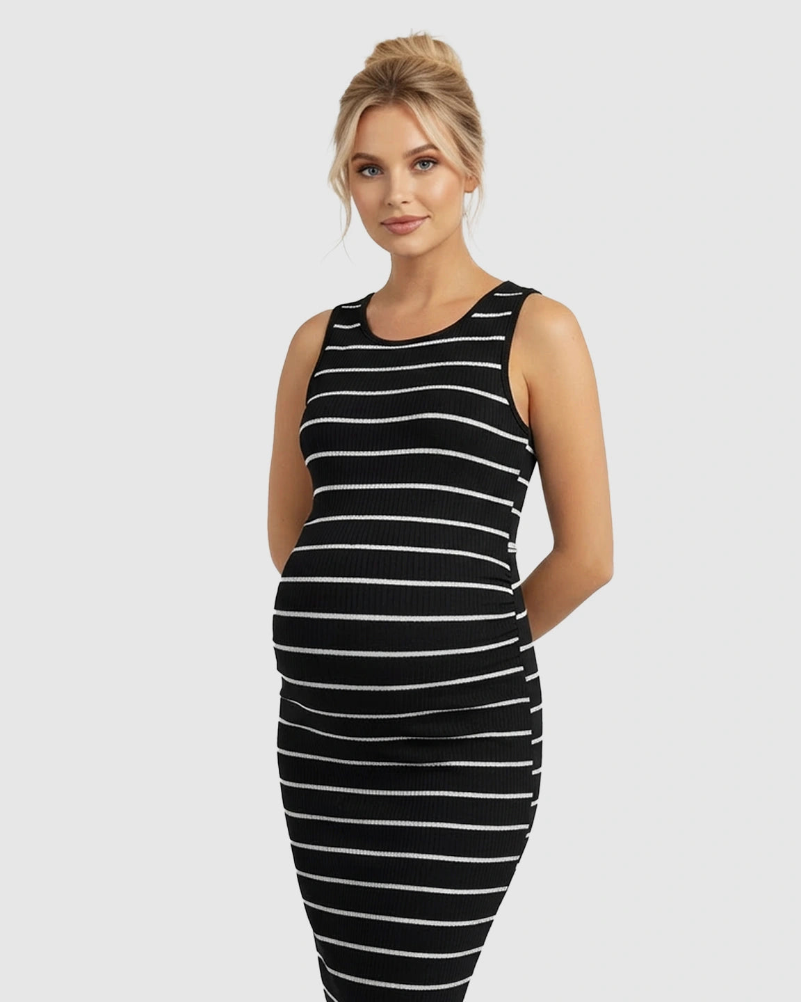 Striped Sleeveless Loose Flowing Maternity Dress