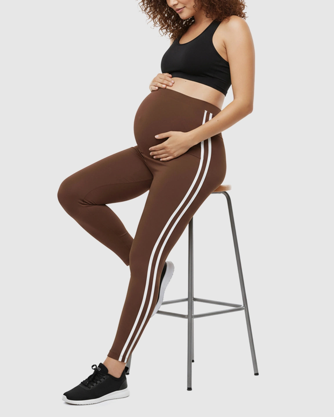 Side Striped Sporty Maternity Leggings