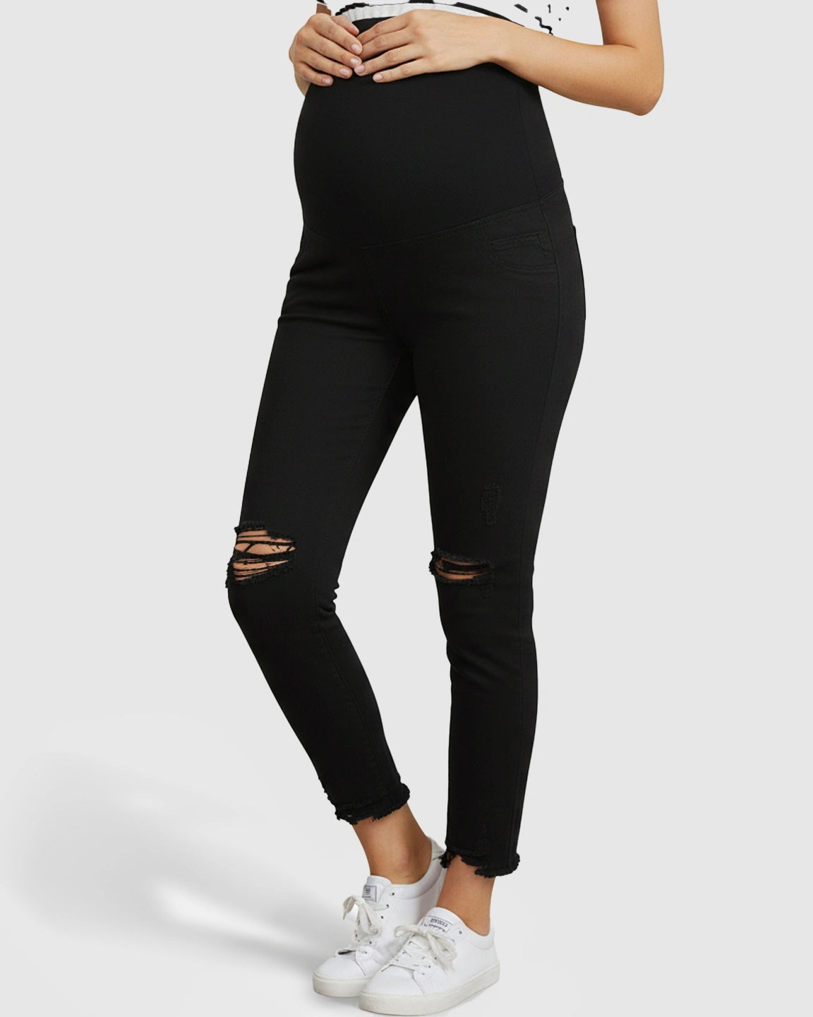 Ripped with Support-Panel Maternity Skinny Jeans