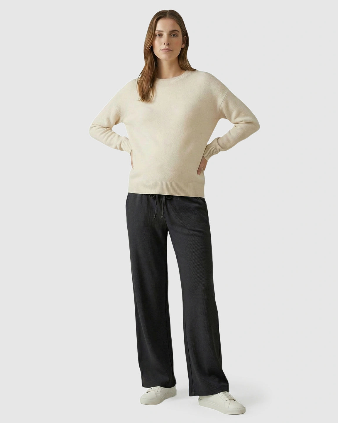 Waffle Knit Wide-Leg Maternity Pants