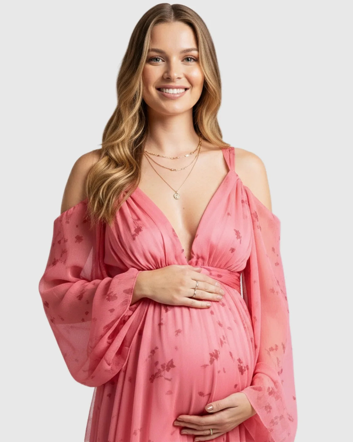 Ethereal Pink Floral Maternity Dress