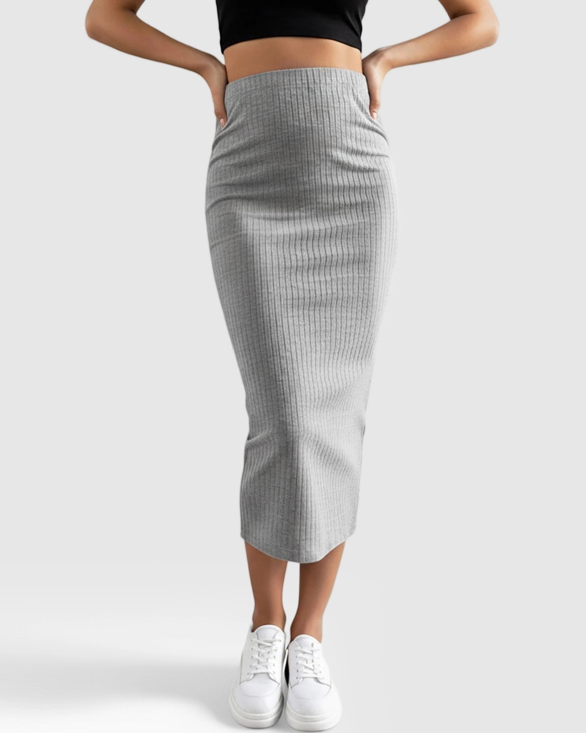 High-Waist Ribbed Maternity Skirt