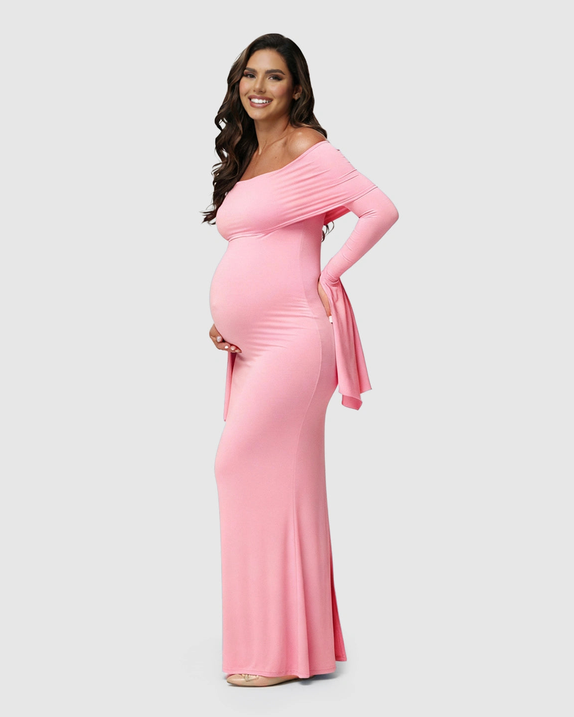 Off-Shoulder Bodycon Maternity Maxi Dress