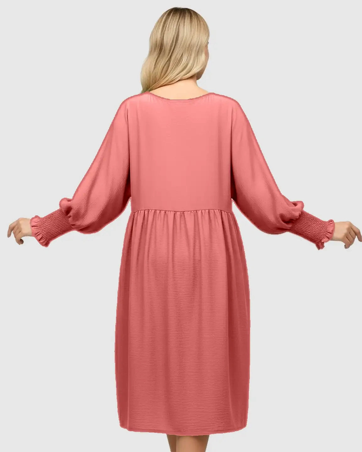 Flowy Smocked Sleeve Casual Dress