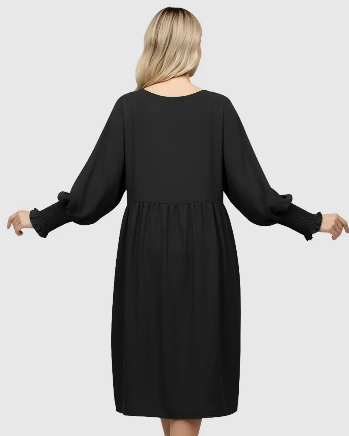 Flowy Smocked Sleeve Casual Dress