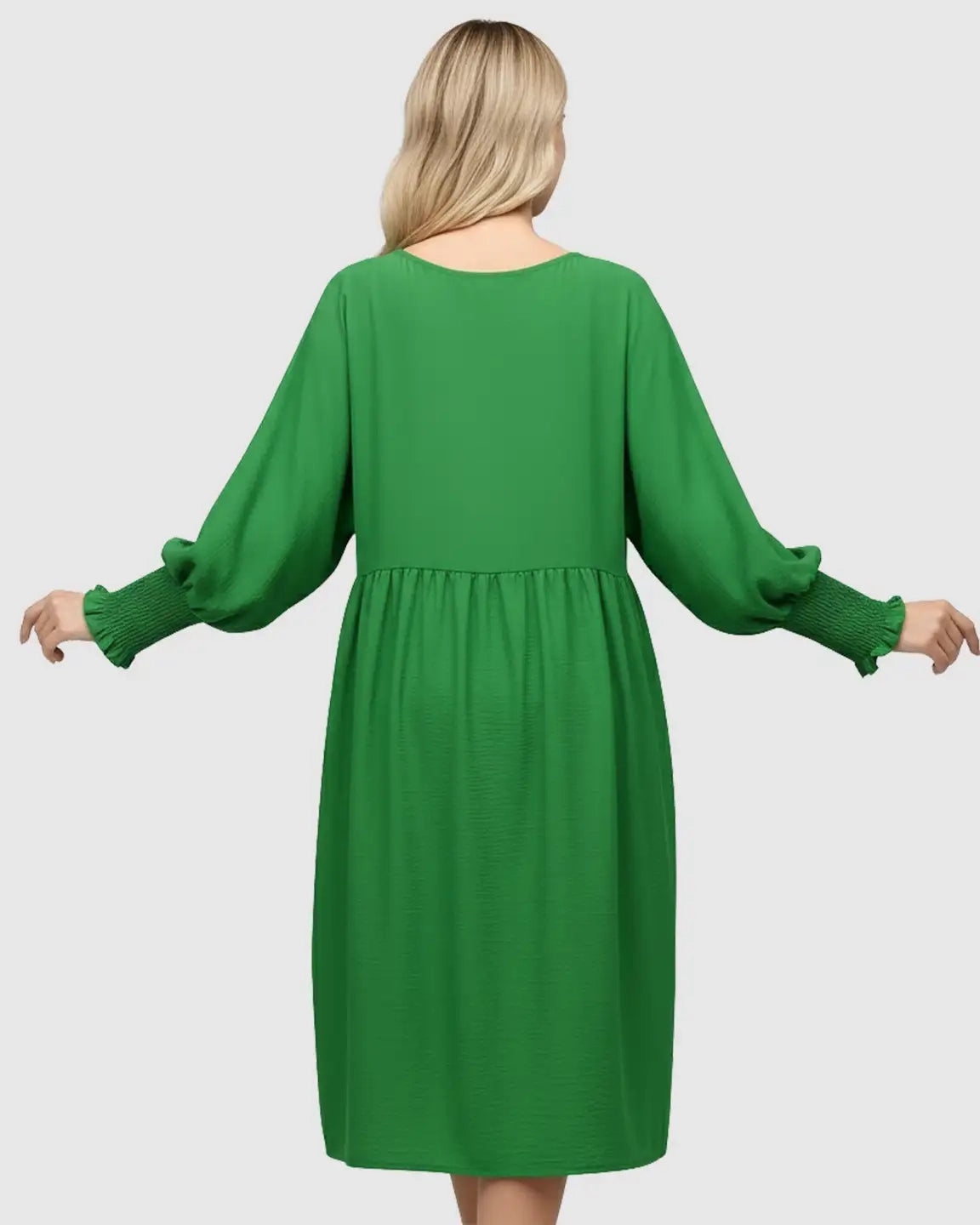 Flowy Smocked Sleeve Casual Dress