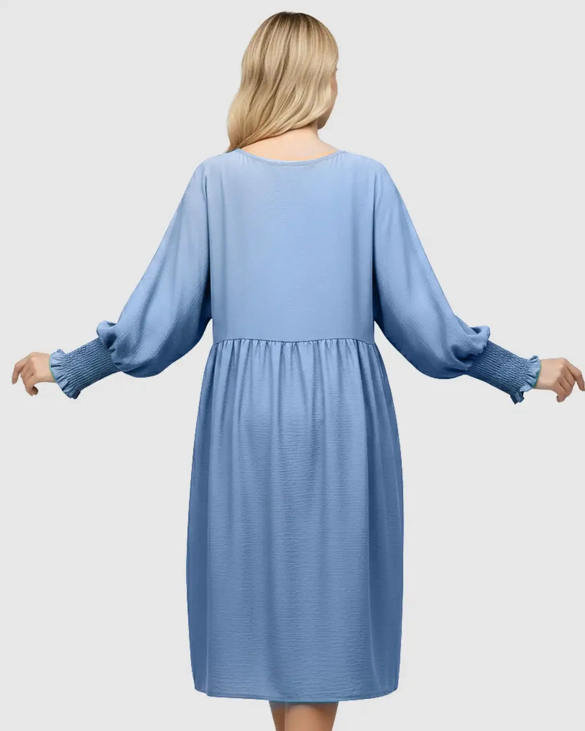 Flowy Smocked Sleeve Casual Dress