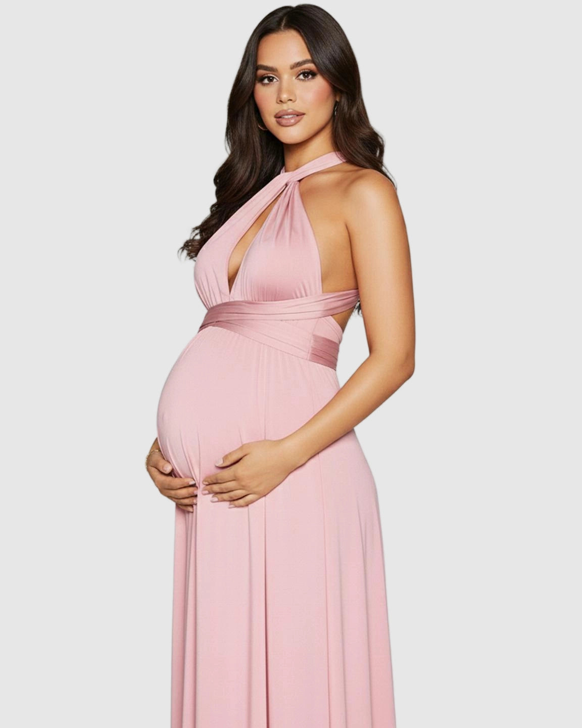 Flowy Chiffon Maternity Maxi Dress with Adjustable Tie Detail
