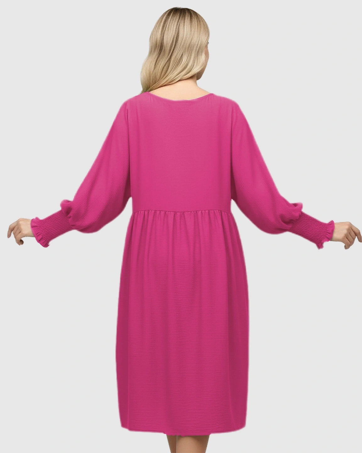 Flowy Smocked Sleeve Casual Dress