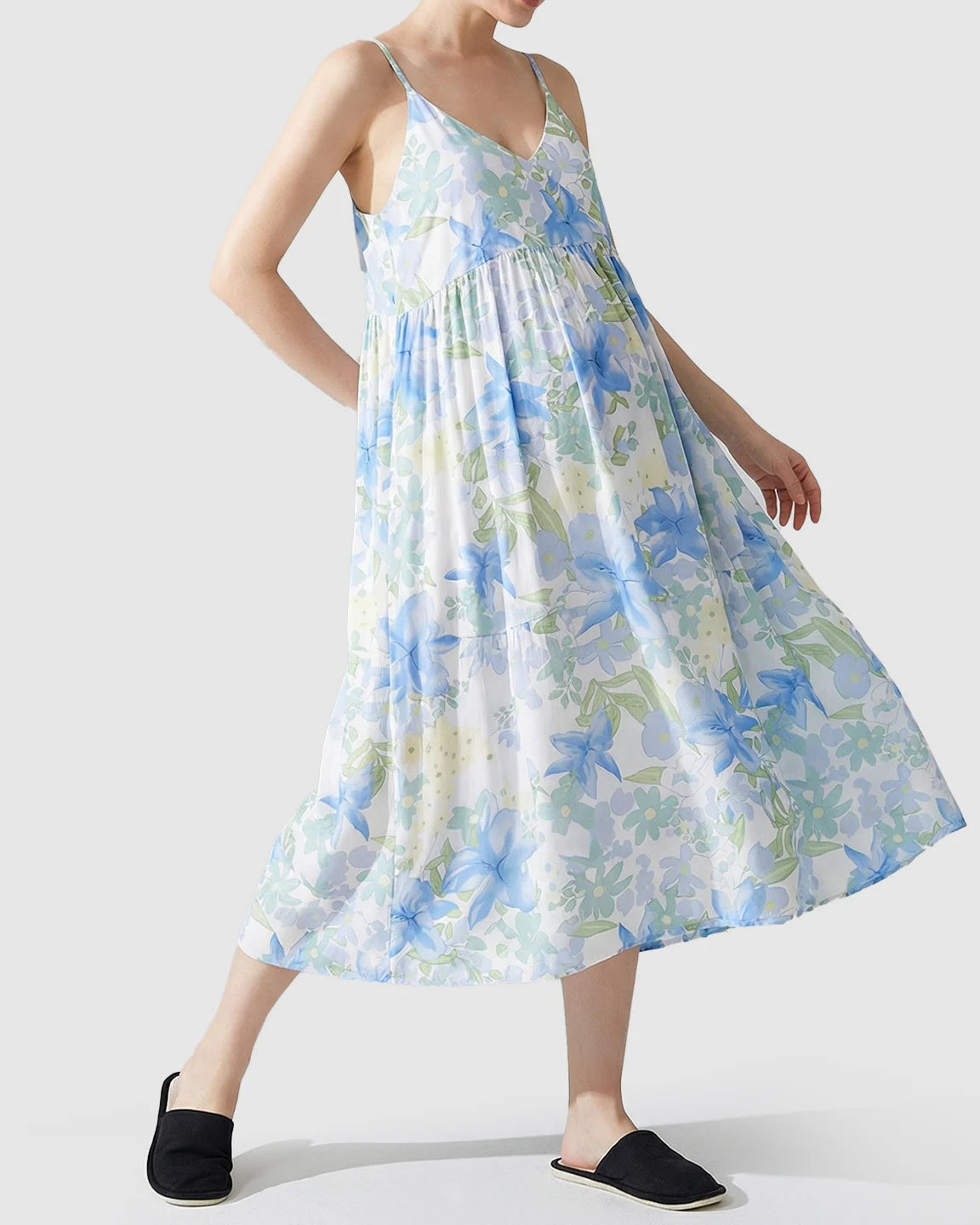 Floral Print Empire Waist Maternity Nightgown