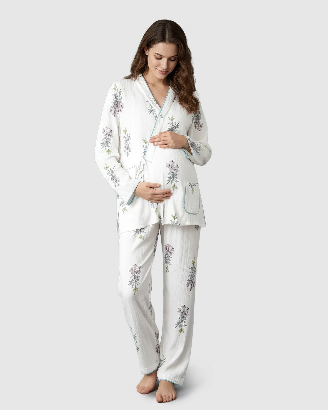 Cotton-Muslin Japanese-Style Maternity Sleepwear Set