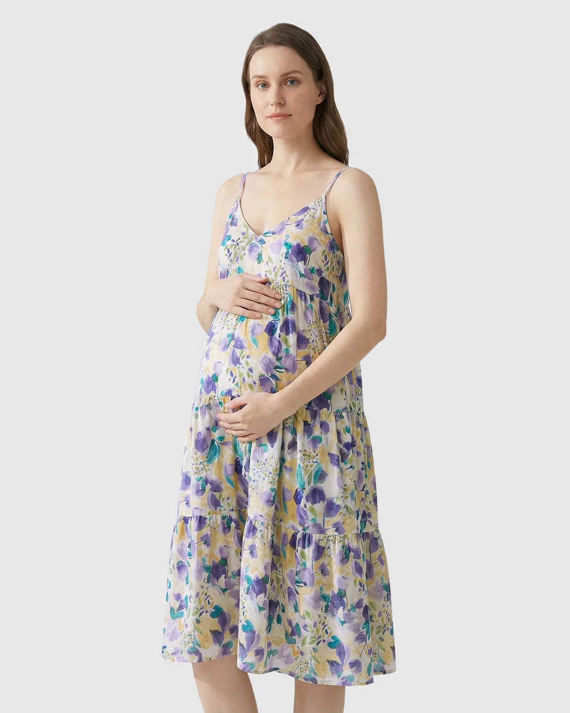 Spaghetti Strap Floral Maternity Nightdress