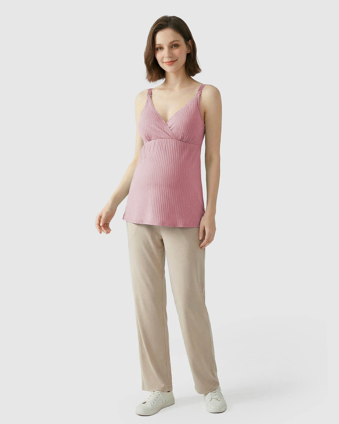 Easy-Access Crisscross Ribbed Nursing Camisole