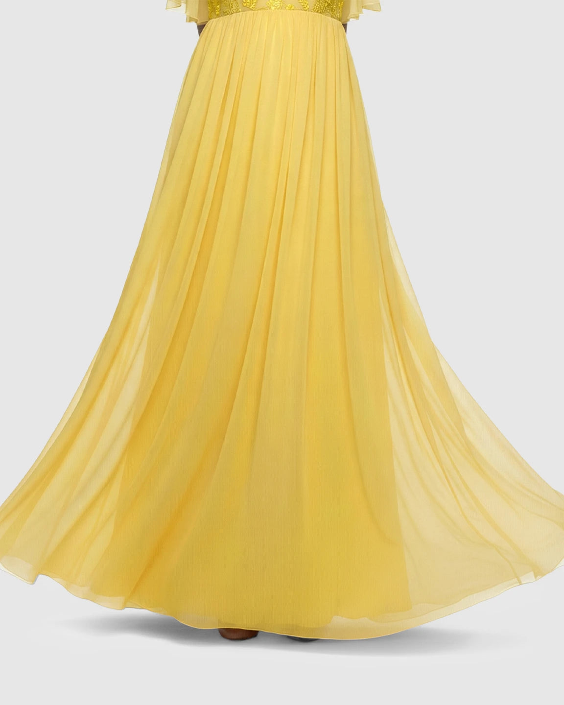 Embroidered Bodice Long Train Maternity Photoshoot Gown