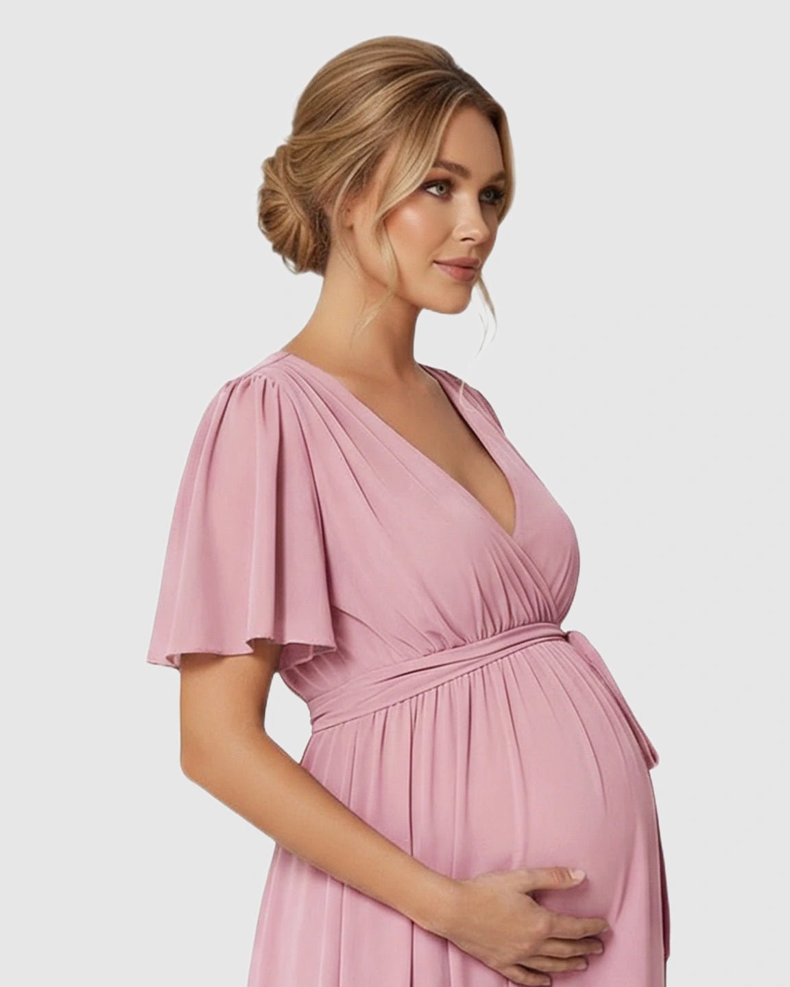 V-Neck A-line Maternity Maxi Dress