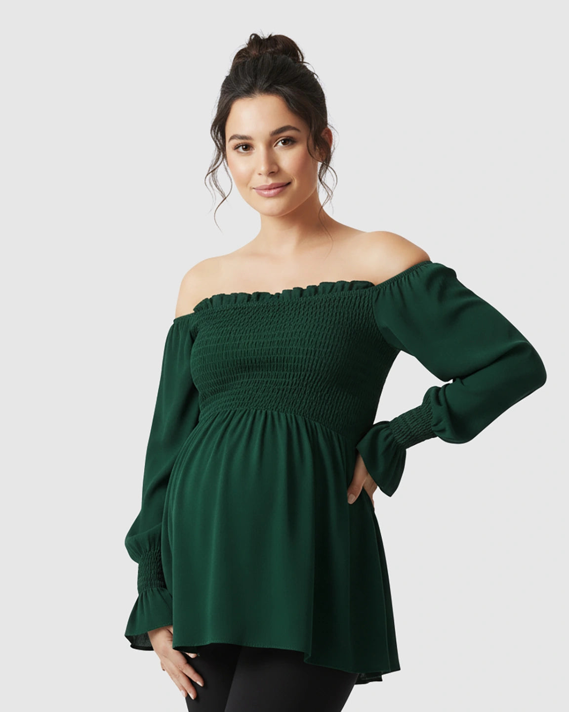 Ruched Off-Shoulder Maternity Top