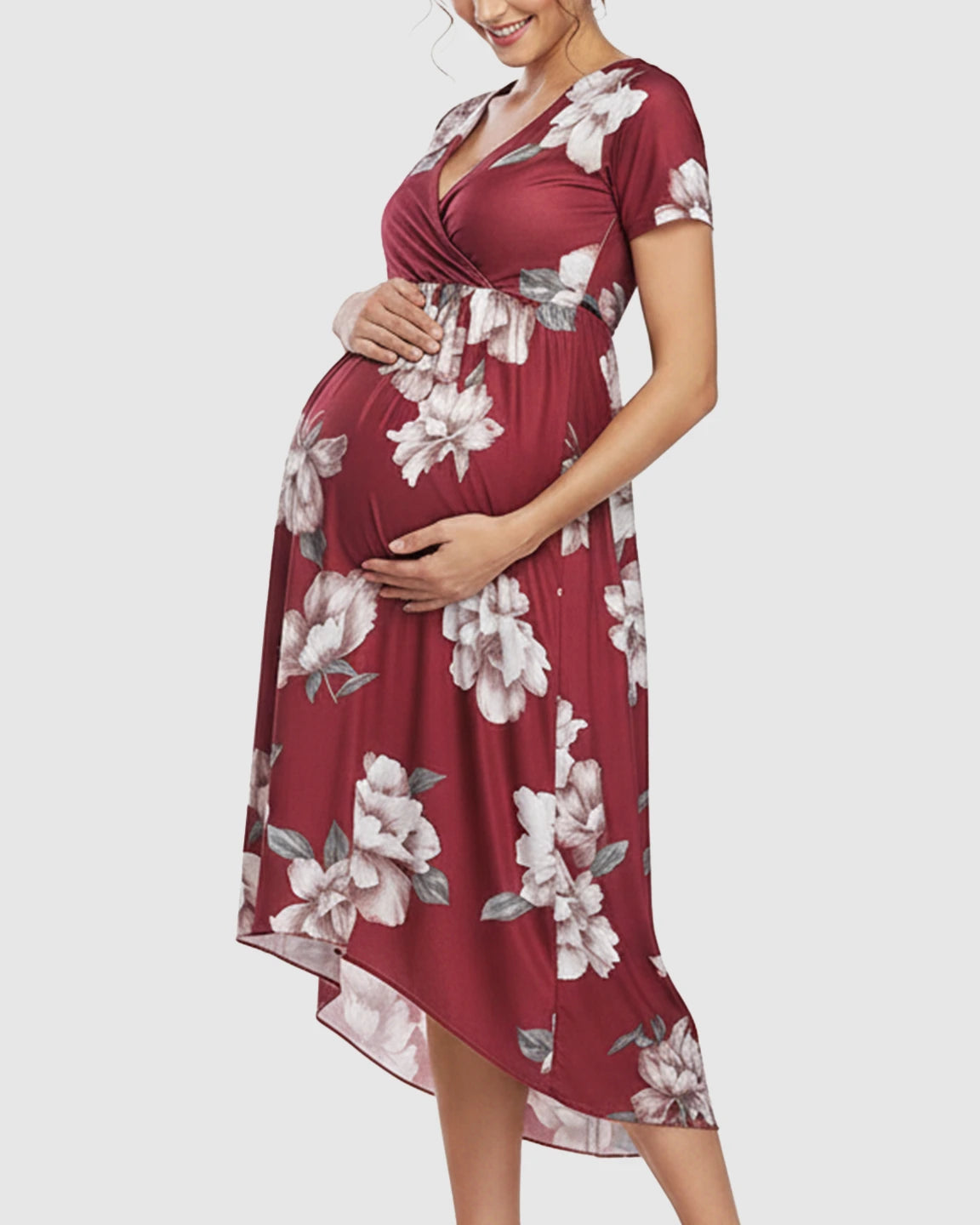 Floral Print Wrap Skirt Maternity Maxi Dress