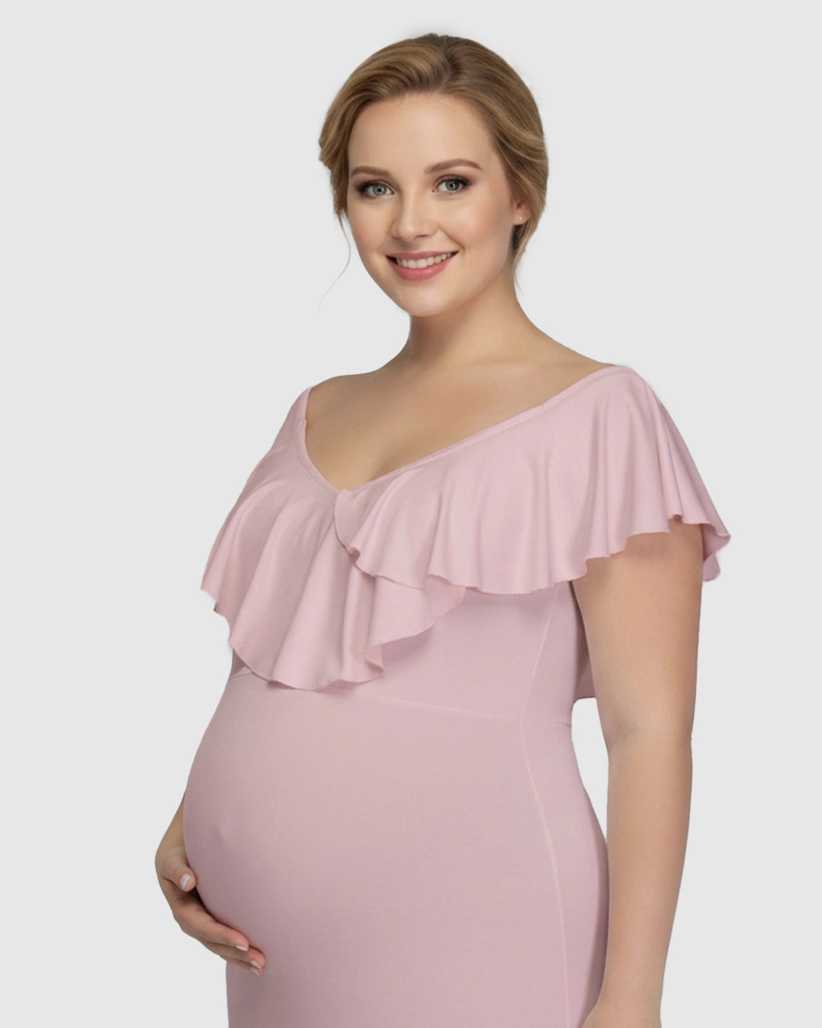 Off-Shoulder Ruffled Bodycon Maternity Maxi Dress