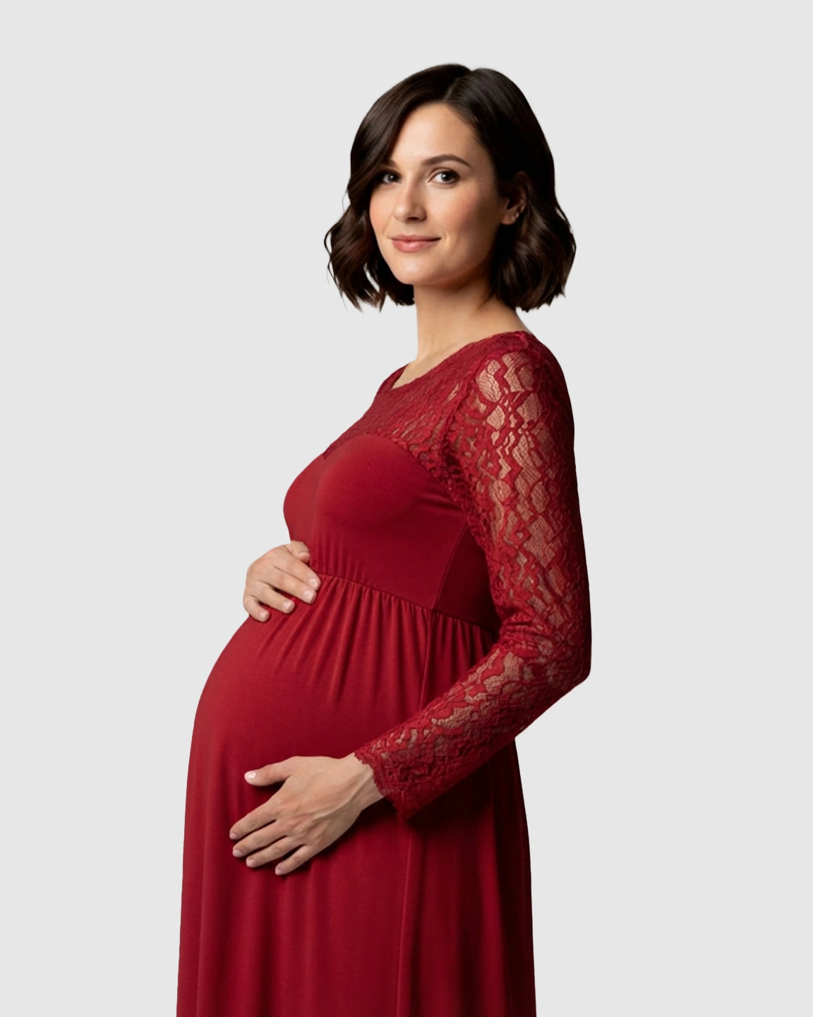 Elegant Lace Floor-Length Maternity Photoshoot Dress