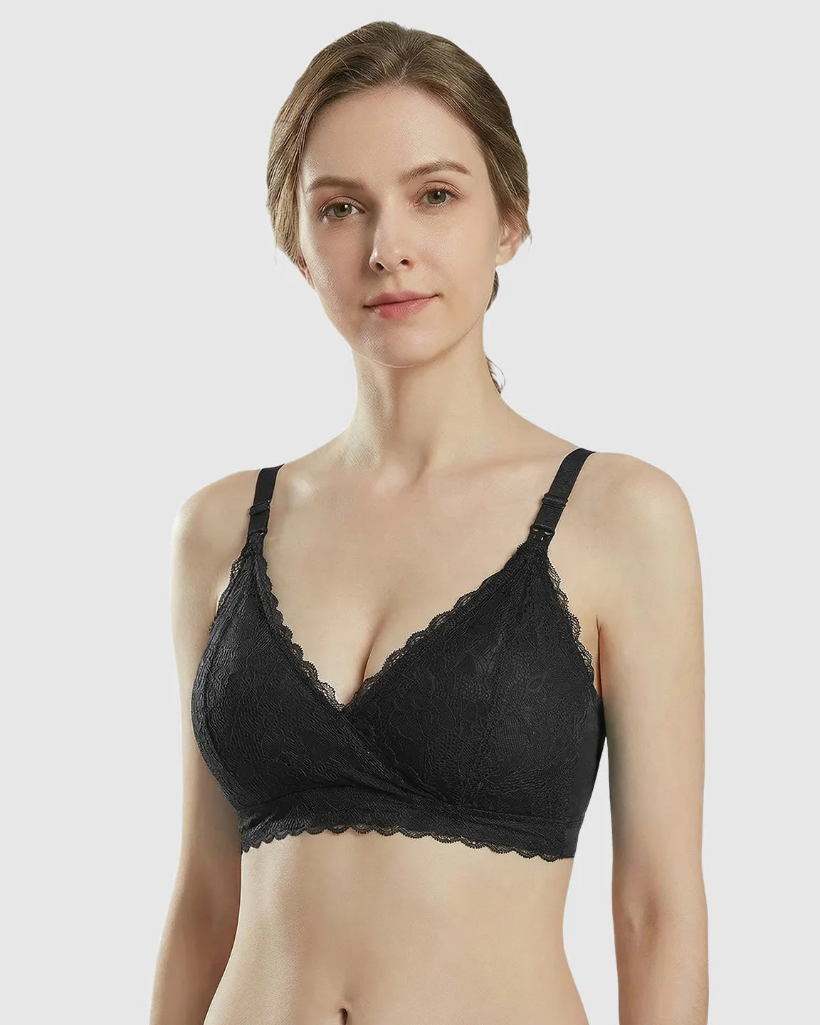 Wire-Free Embroidered Lace Nursing Bra