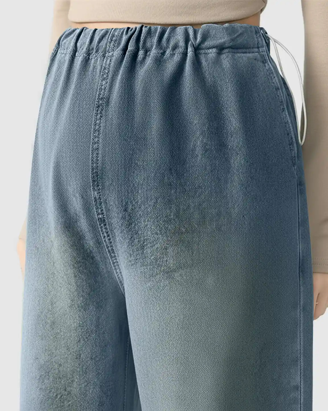 Adjustable Waist Wide-Leg Maternity Denim Pants