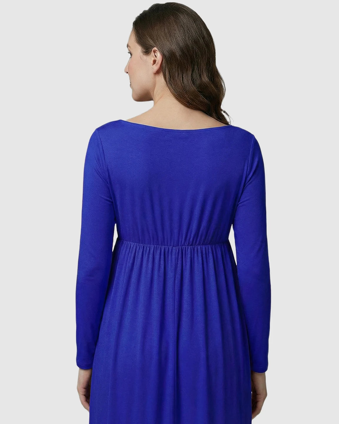 Long-Sleeve Full Train Maternity Maxi Dress