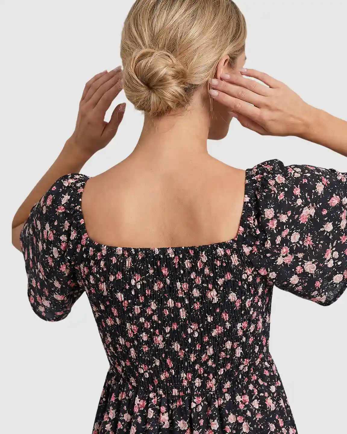 Floral Print Flowy Skirt Maternity Midi Dress