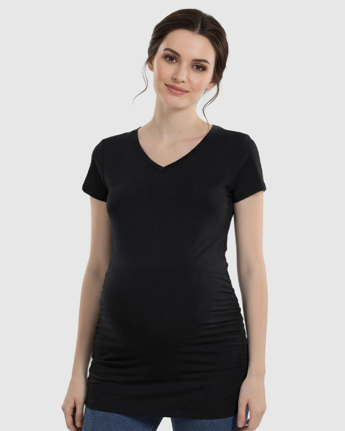 Short Sleeve Ruched Slim Fit Maternity Top