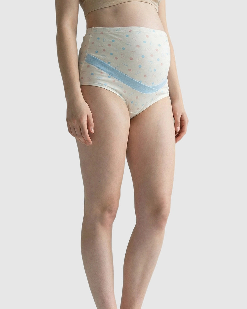 High-Waisted Geometric Pattern Maternity Underwear