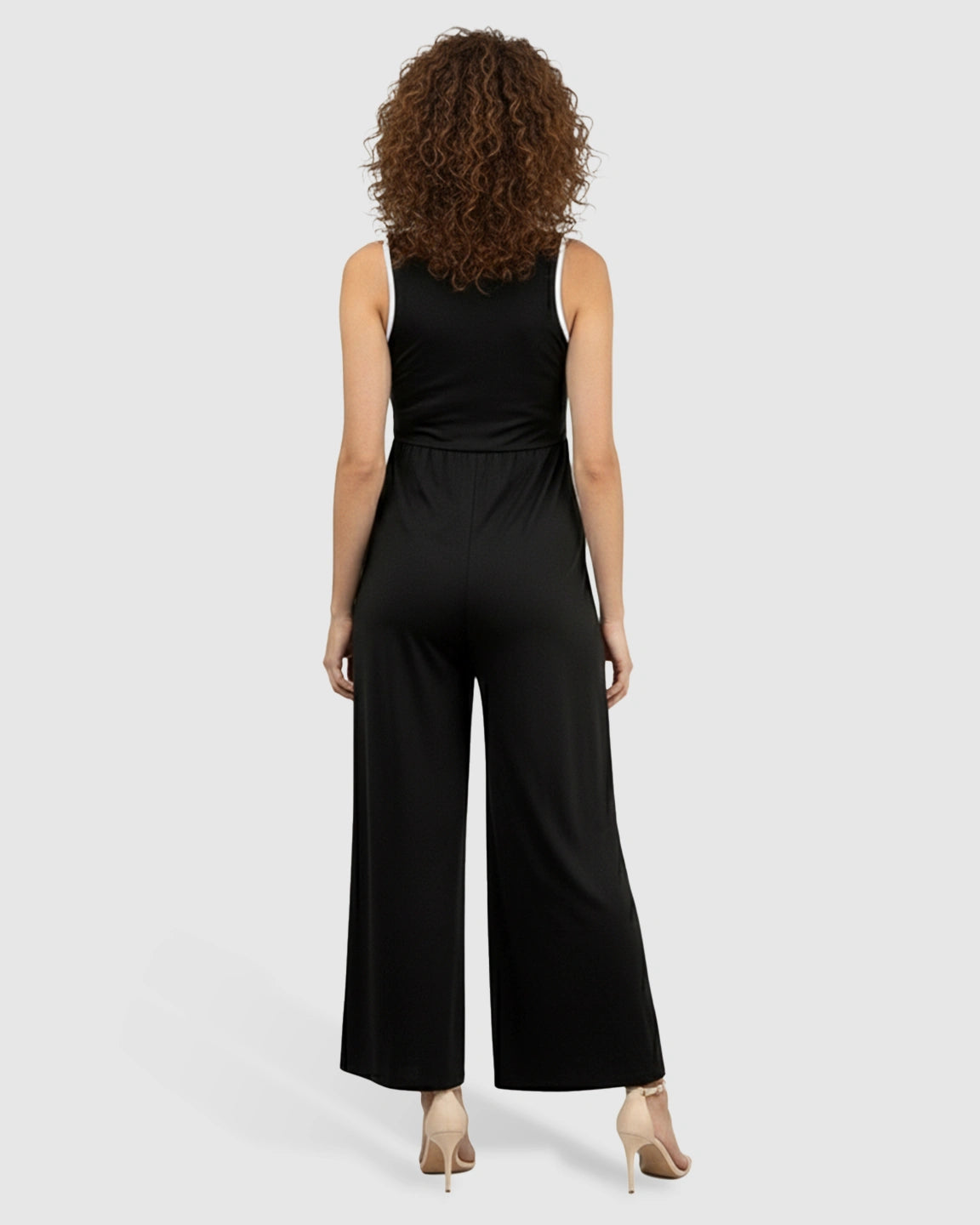 Contrast-Trim Wide-Leg Maternity Jumpsuit