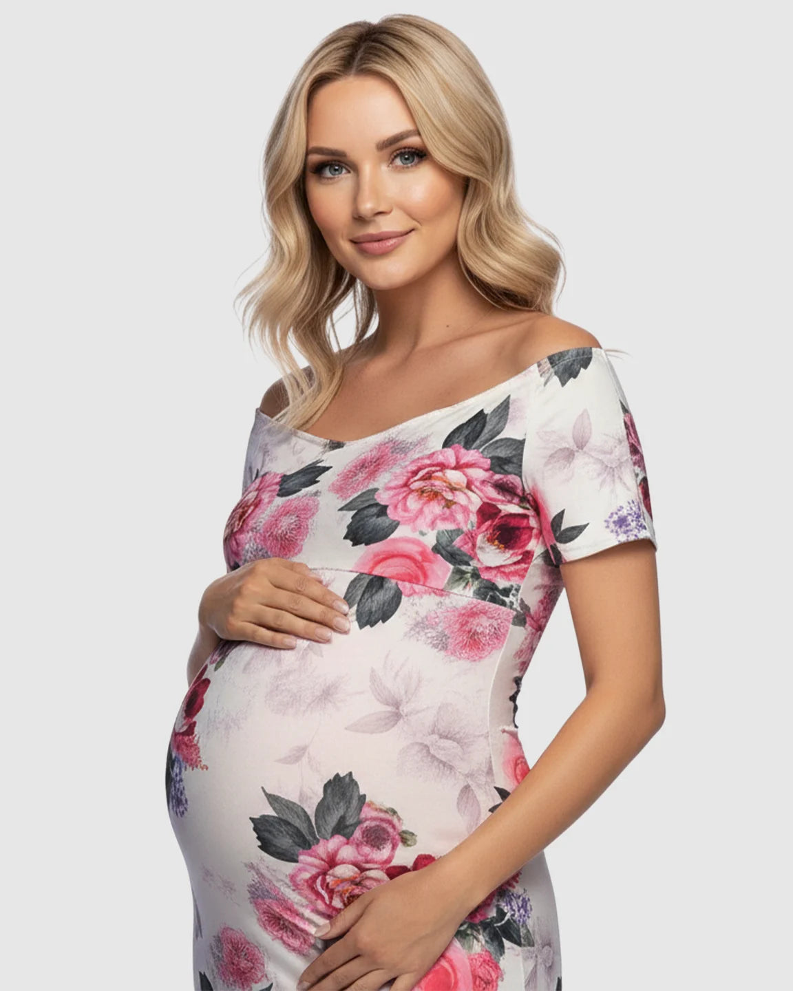 Cross V-neck Floral Print Maternity Maxi Dress