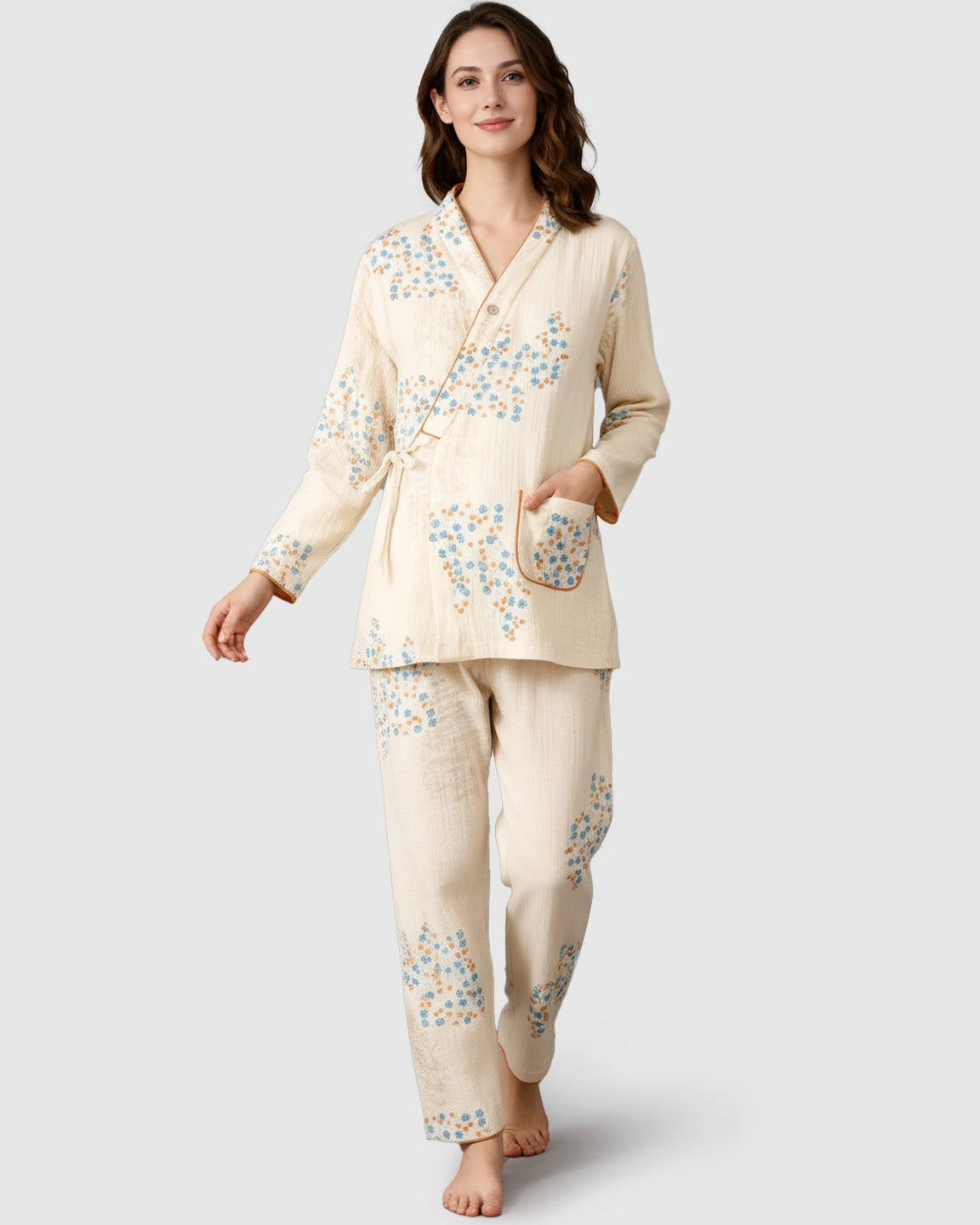 Wind Chime Kimono Wrap Muslin Maternity Sleep Set