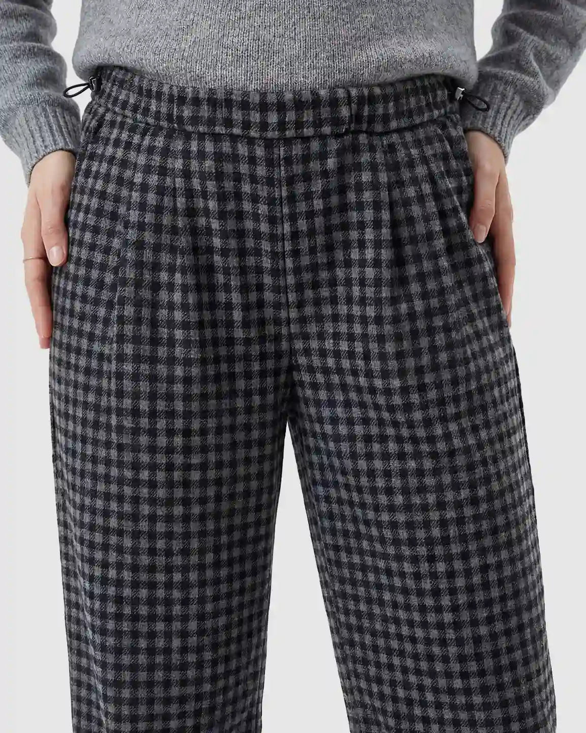 Adjustable Waistband Plaid Pattern Maternity Pants