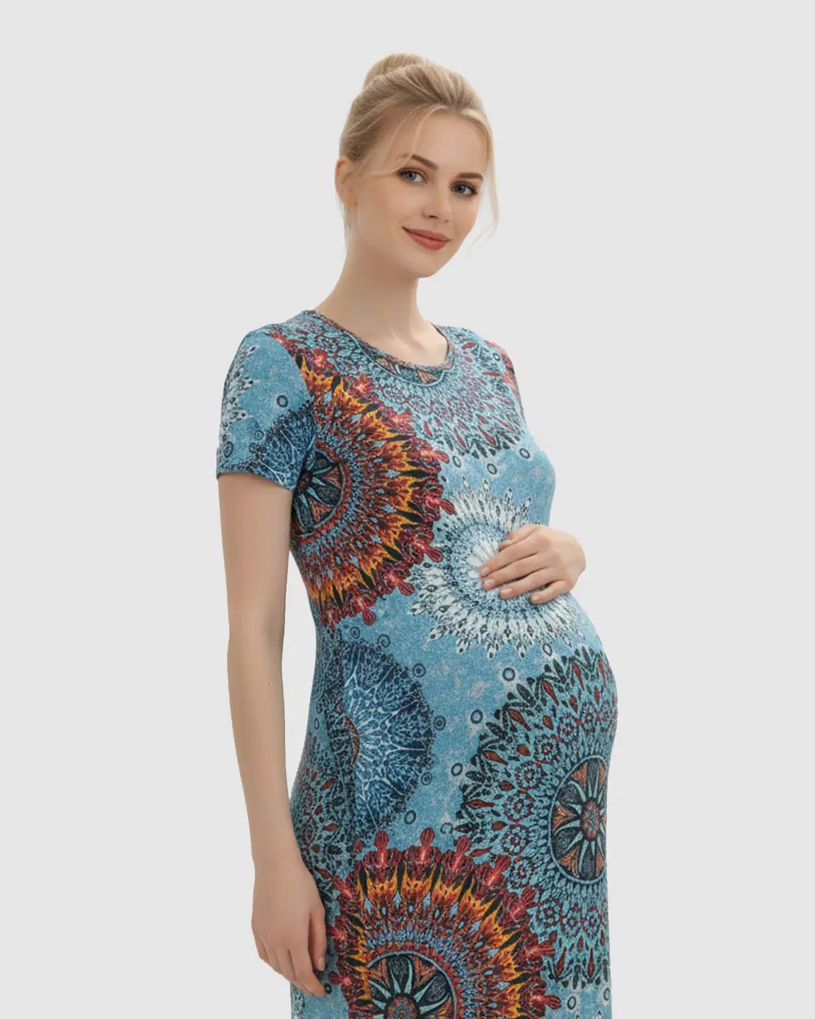 Relaxed-Fit Printed Maternity Midi Dress