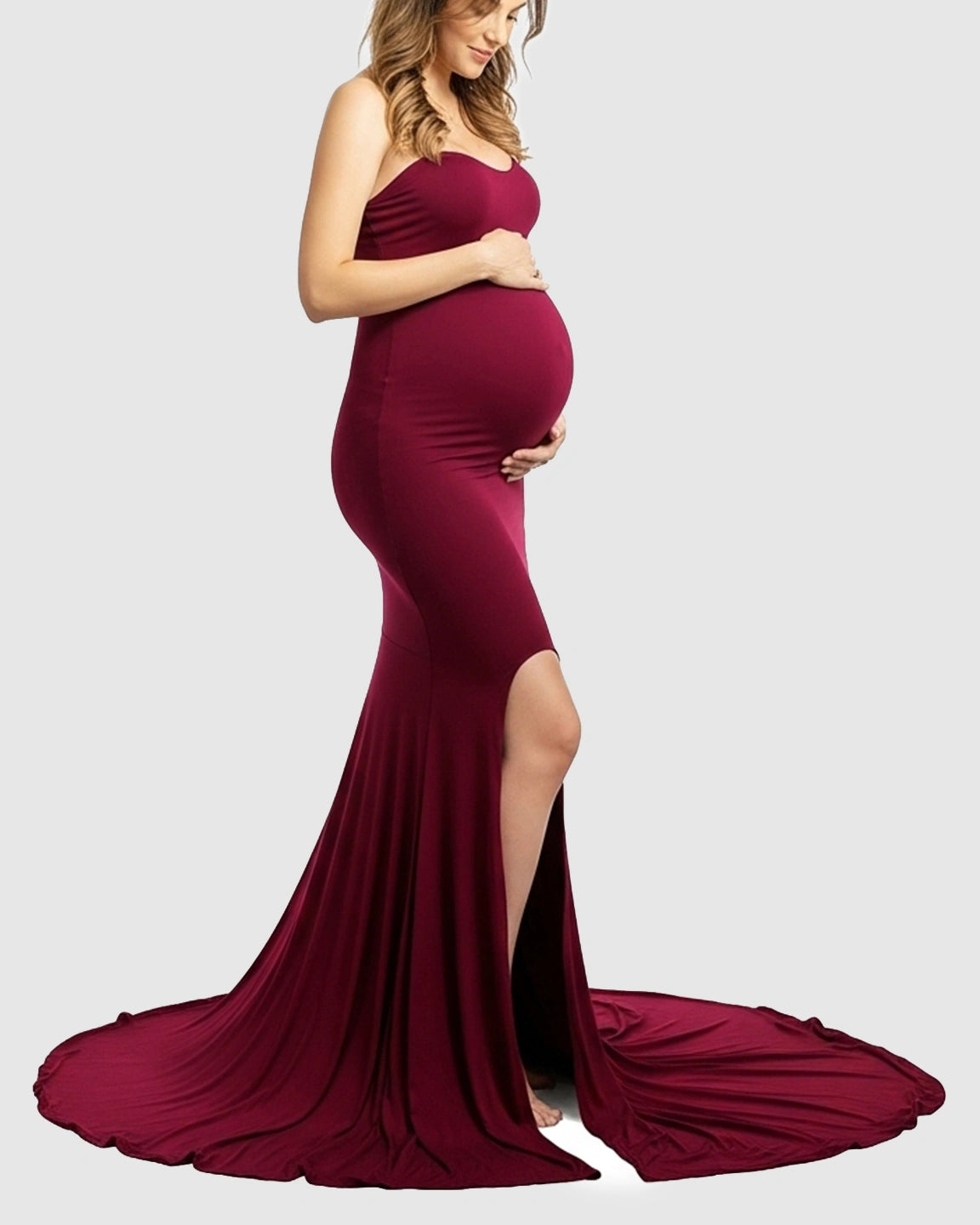 Strapless Sweetheart Neckline Trumpet Silhouette Maternity Gown