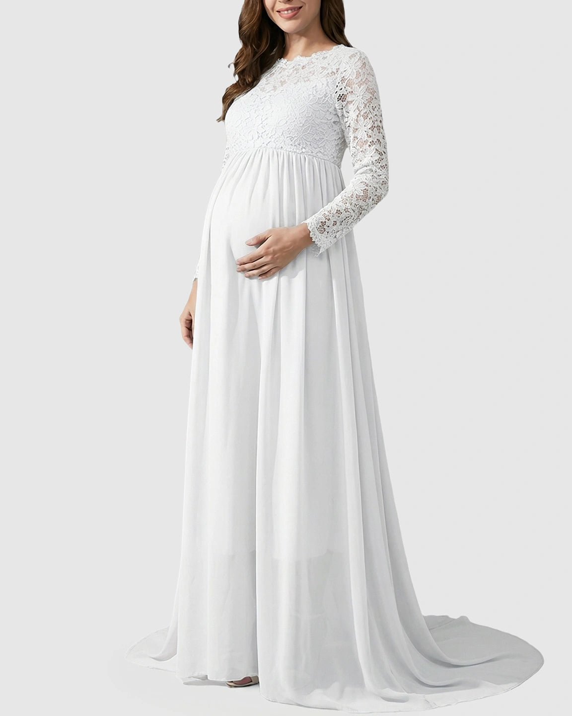 Lace Bodice Trailing Skirt Maternity Photoshoot Gown