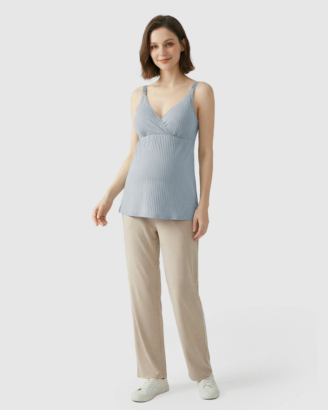 Easy-Access Crisscross Ribbed Nursing Camisole
