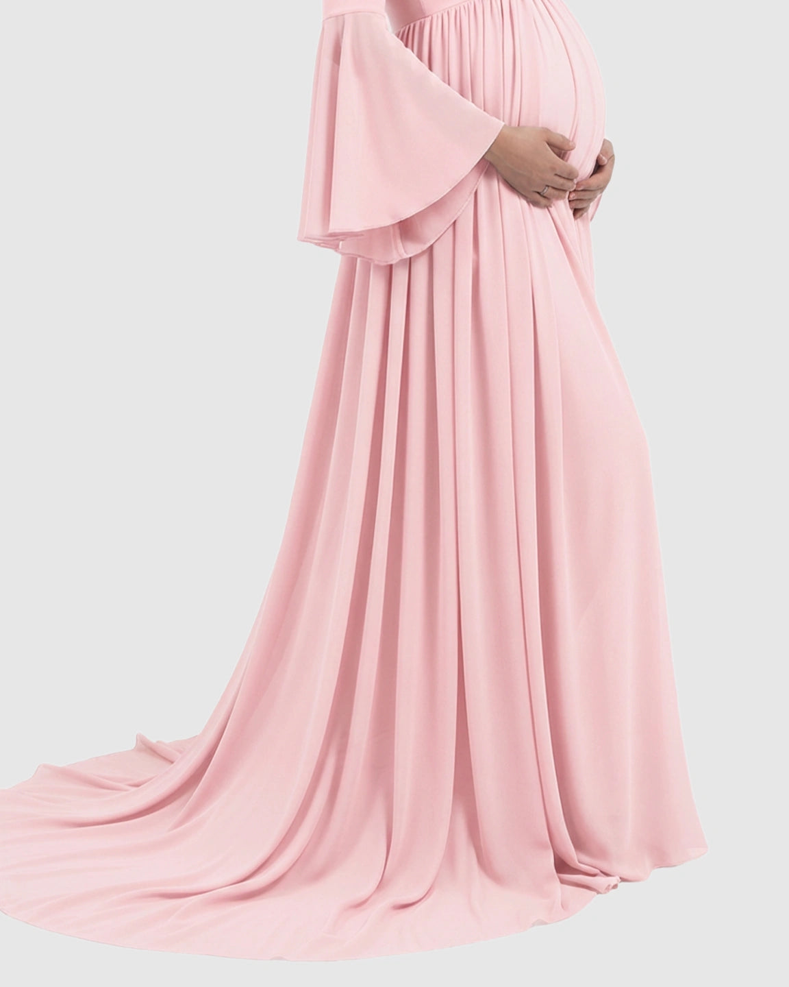 Bell Sleeves Super Long Train Maternity Photoshoot Gown
