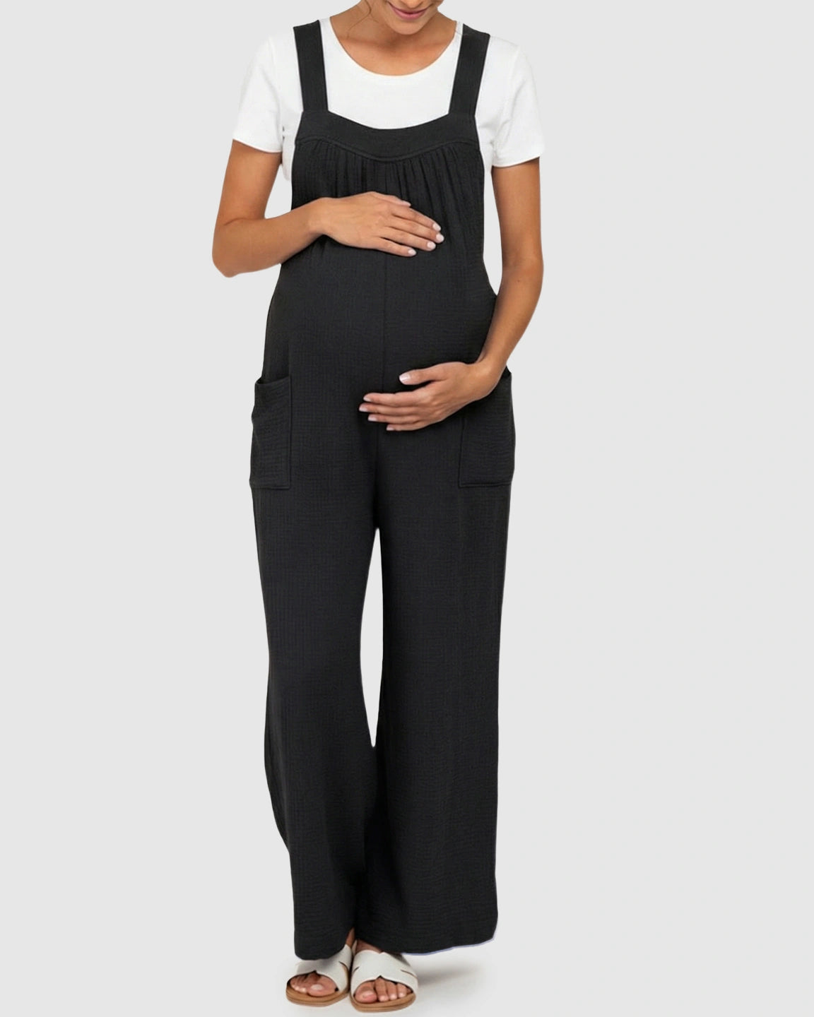 Tie-Back Wide-Leg Maternity Jumpsuit